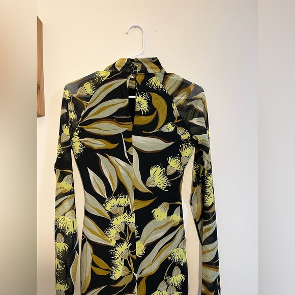 By Anthropologie Long-Sleeve Mock-Neck Printed Slim Midi Dress - Picture 6 of 6